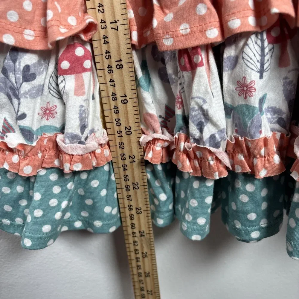 Jelly The Pug Size 6 Woodland Squirrel Knit Dress Ruffle Cottagecore 100% cotton